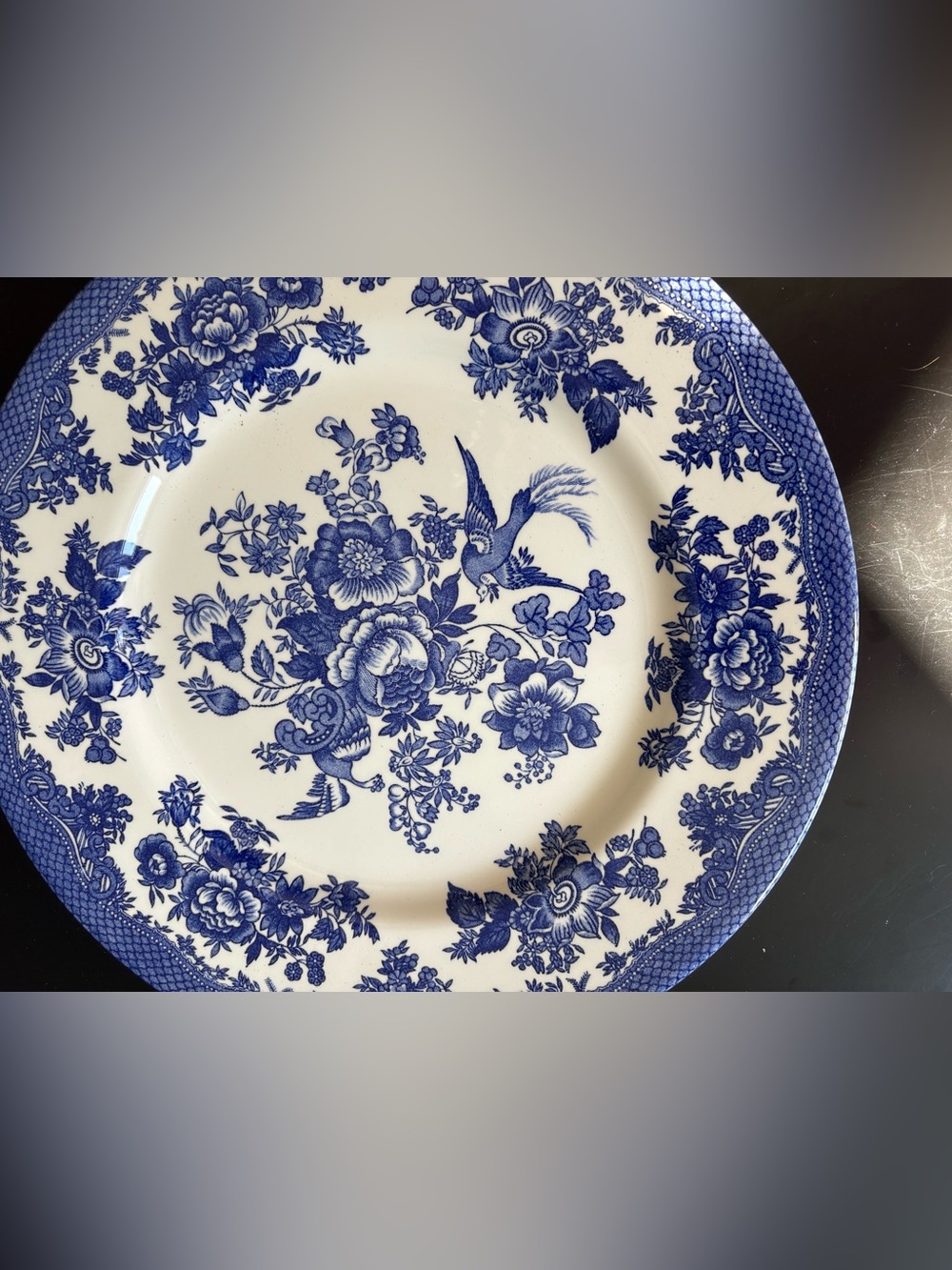 Stafford Blue and White Floral Bird Dinner Plate